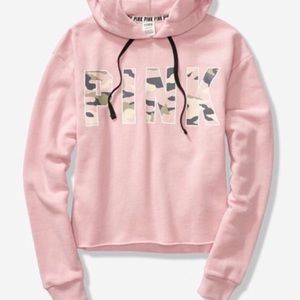 💗Pink Chalk rose camo slouchy cropped hoodie